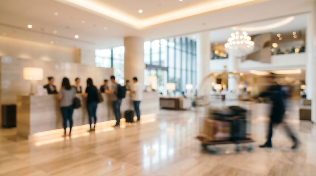 busy hotel lobby