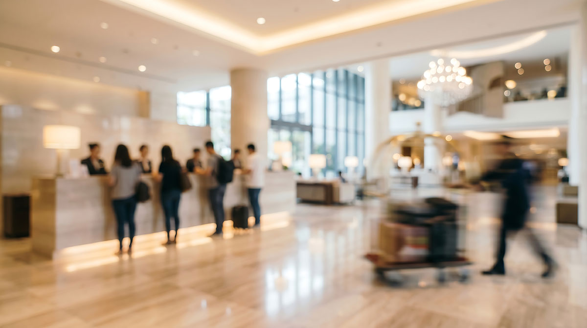 busy hotel lobby